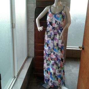 BAR III pleated maxi dress, with fabric belt